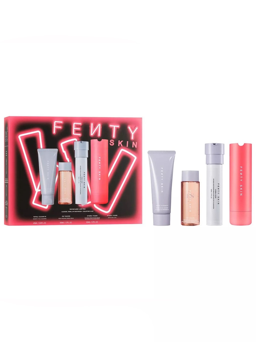 NEW Fenty Skin Skincare Lov'rs Set - Cleanser, Toner, Moisturizer + Case NIB